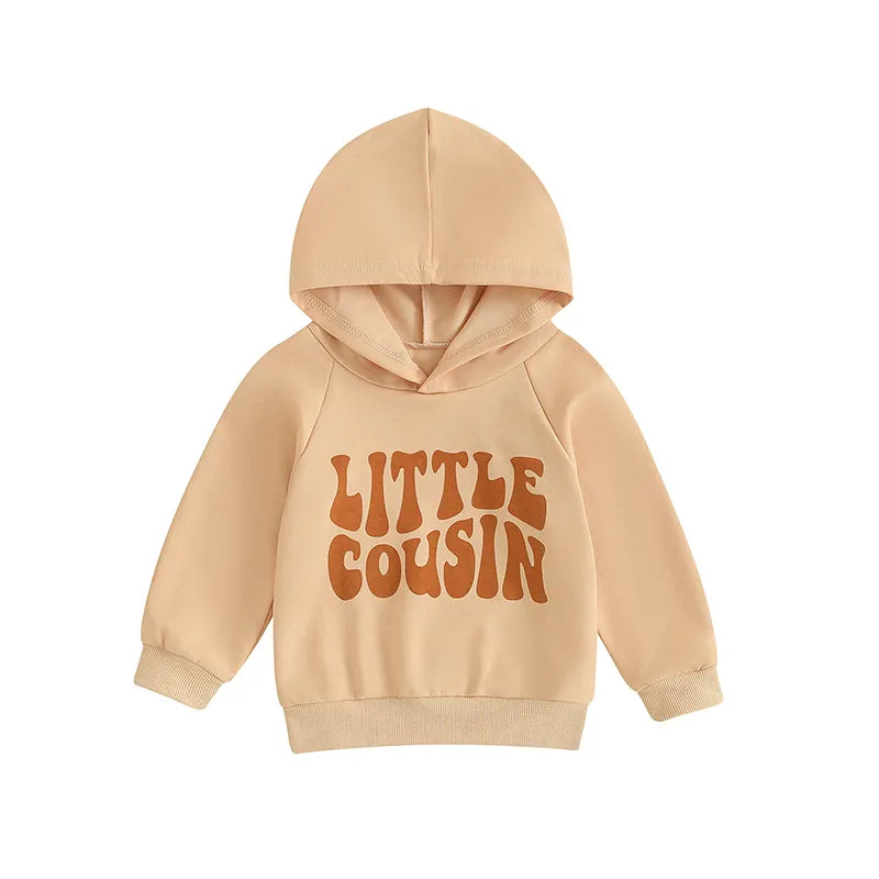 Baby Toddler Kids Boys Girls Hoodie Long Sleeve Hooded Letters Print Little Bigger Cousin Pullover Top