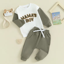 Load image into Gallery viewer, Toddler Baby Boy Outfit Casual Fuzzy Letter mamas boy Sweatshirt Pant Set  Long Sleeve Infant Clothes
