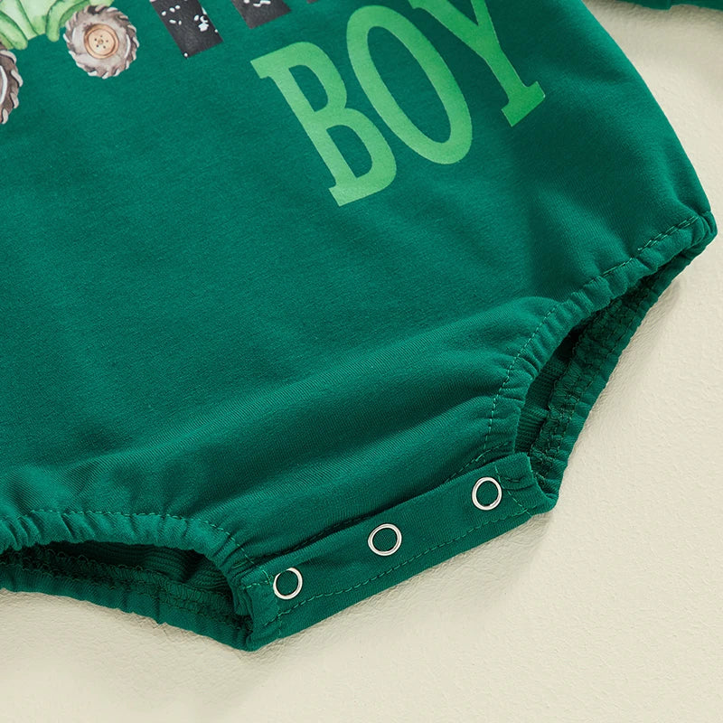 Baby Boys Farm Boy Bodysuit Long Sleeve Letter Print Casual Jumpsuit Romper