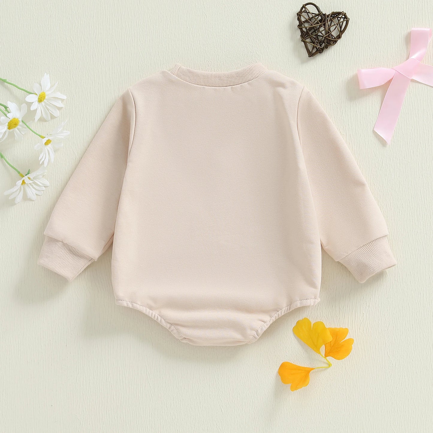 Baby Girls Fall Romper Bow Hockey / Game Day Letter Print Long Sleeve Round Neck Bubble Jumpsuit