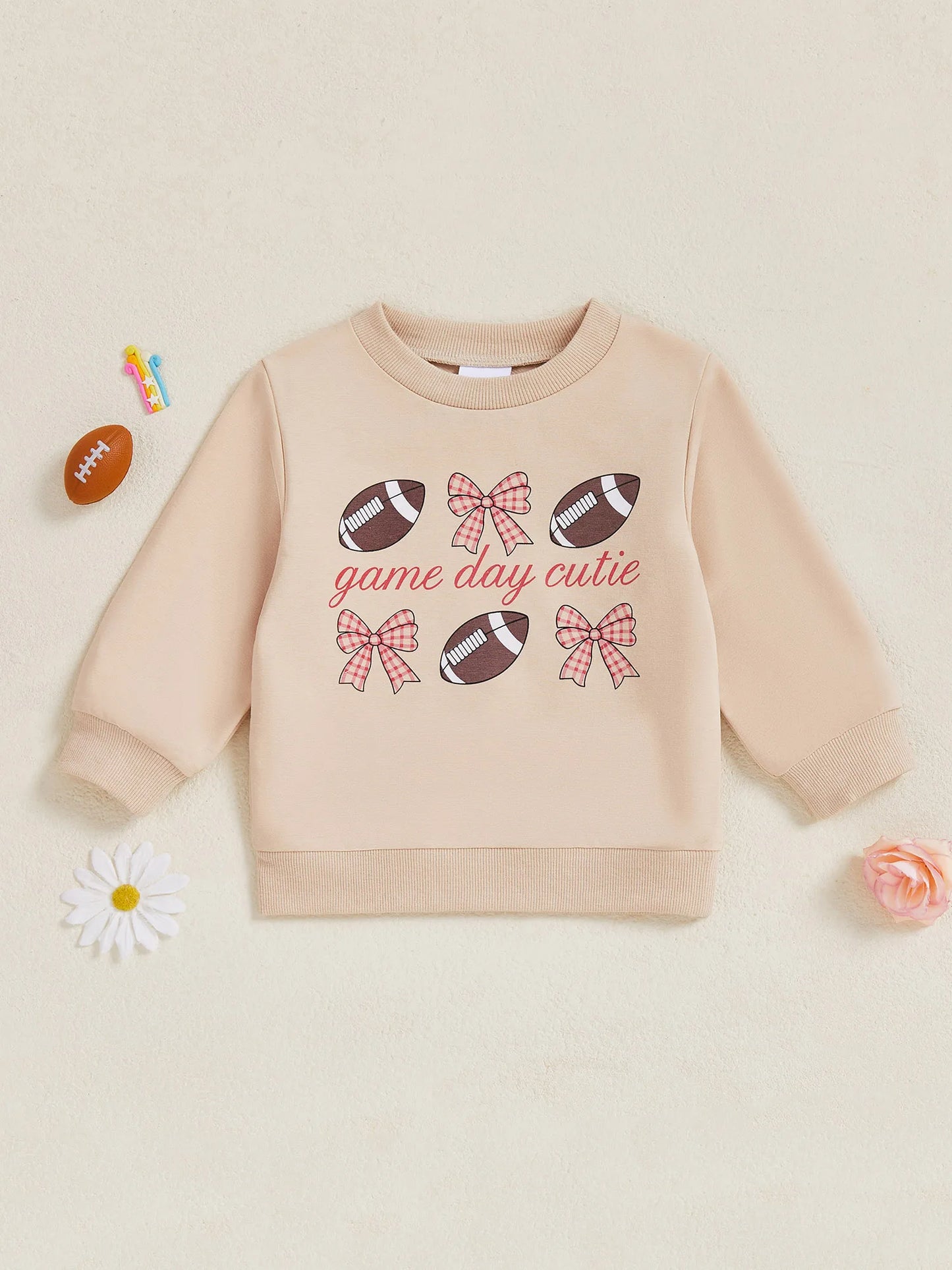 Baby Toddler Boys Girls Long Sleeve Crew Neck Letters Football Sunday Funday Game Day Pullover Top