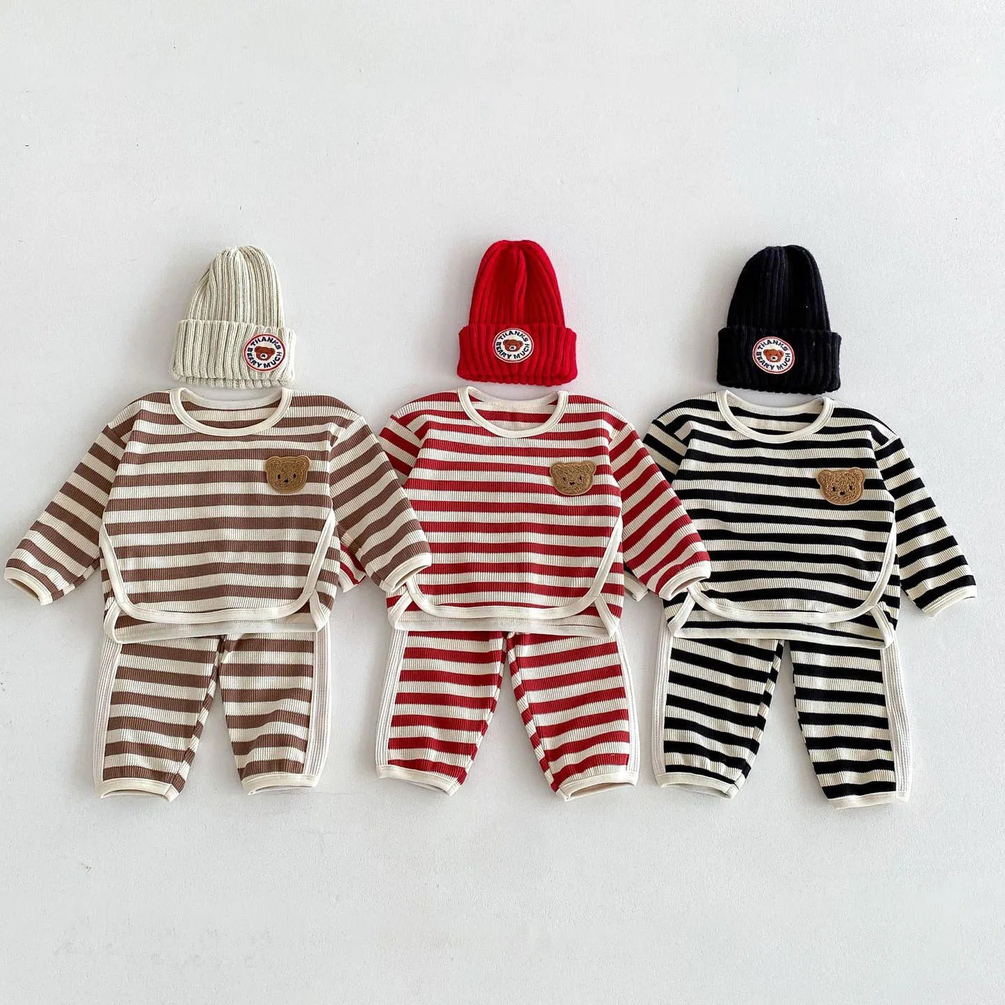 1-4T Newborn Kid Toddler Baby Boy Girl 2pcs Clothes Set Striped Cotton Sweatshirt Swet Long Sleeve Top Pant Suit Autumn Outfit