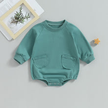 Load image into Gallery viewer, Baby Boy Girl Bodysuit Long Sleeve Round Neck Solid Jumpsuit Pockets Romper
