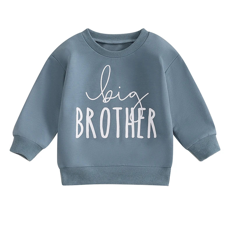 Baby Toddler Boys Big Brother Letter Print Long Sleeve Pullover Autumn August Willow
