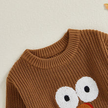 Load image into Gallery viewer, Baby Toddler Girls Boys Thanksgiving Knit Romper Turkey Embroidery Long Sleeves Round Neck Sweater Jumpsuit
