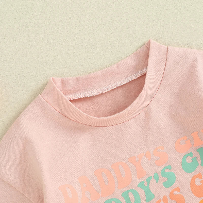 Baby Girls Daddy's Girl Romper Short Sleeve Crew Neck Letters Print Jumpsuit