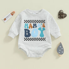 Load image into Gallery viewer, Baby Boys Mama&#39;s Boy Romper Letter Print Long Sleeve Round Neck Fall Bubble Jumpsuit Bodysuit
