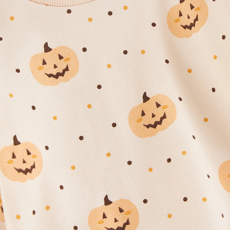 Baby Toddler Girls Boys 2Pcs Halloween Long Sleeve O Neck Pumpkin Print Top Pants Outfit Set