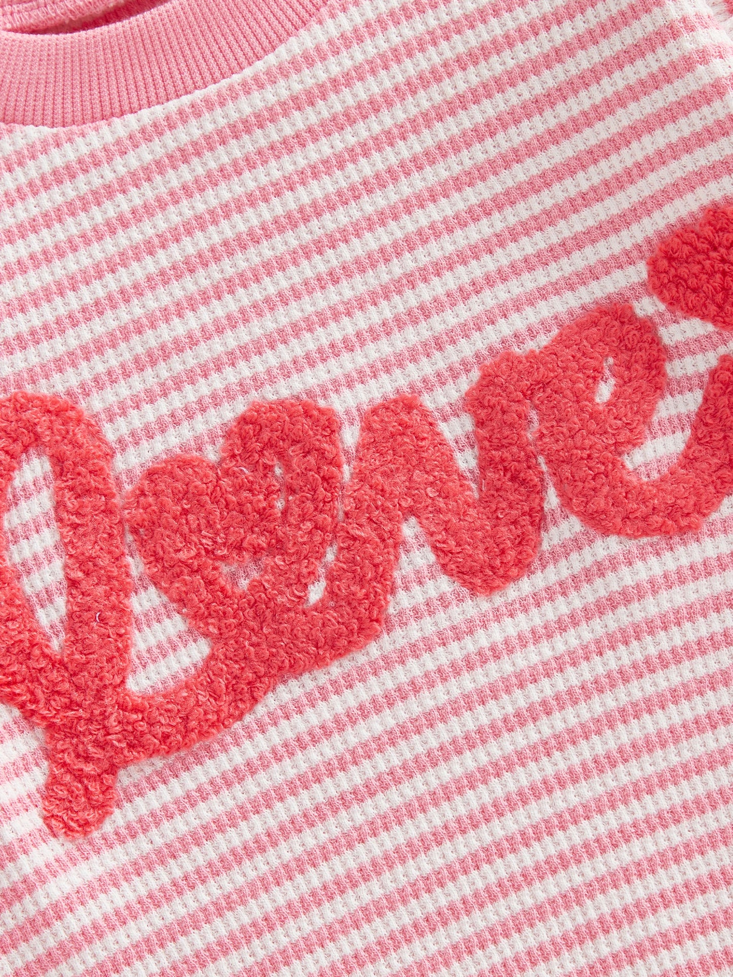 Baby Girls 2Pcs Valentine's Day Clothes Sets Letters Embroidery Love Stripe Long Sleeve Romper with Pants 2Pcs Set