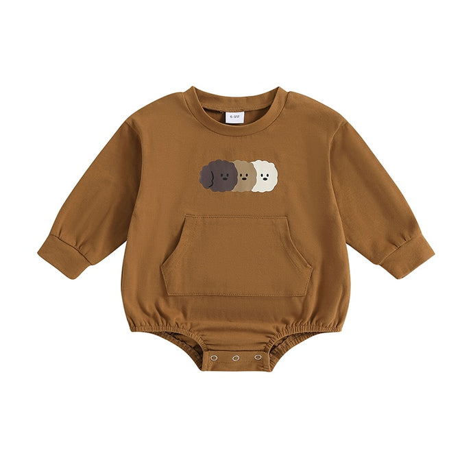 Baby Toddler Boys Girls Bodysuit Long Sleeve Cartoon Print Sweatshirt Jumpsuit Romper