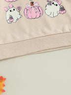 Baby Toddler Girls Boys Halloween Ghost Pumpkin Print Stylish Loose Fit Casual O-Neck Long Sleeve Pullover Top