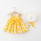 Summer Flower Girl Dress With Hat Set