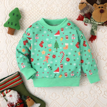 Load image into Gallery viewer, Toddler Kids Boy Girl Christmas Long Sleeve Panda Snowflake Candy Cane Print Pullover Crew Neck Top
