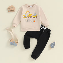 Load image into Gallery viewer, Baby Toddler Kids Boys 2Pcs Birthday Boy Outfit Excavator Tractor Print Long Sleeve Top Pants with Pockets Set
