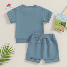 Load image into Gallery viewer, Toddler Baby Boys Girls 2Pcs Spring Summer Clothes Solid Color Short Sleeve Round Neck Top with Shorts Outfit Set
