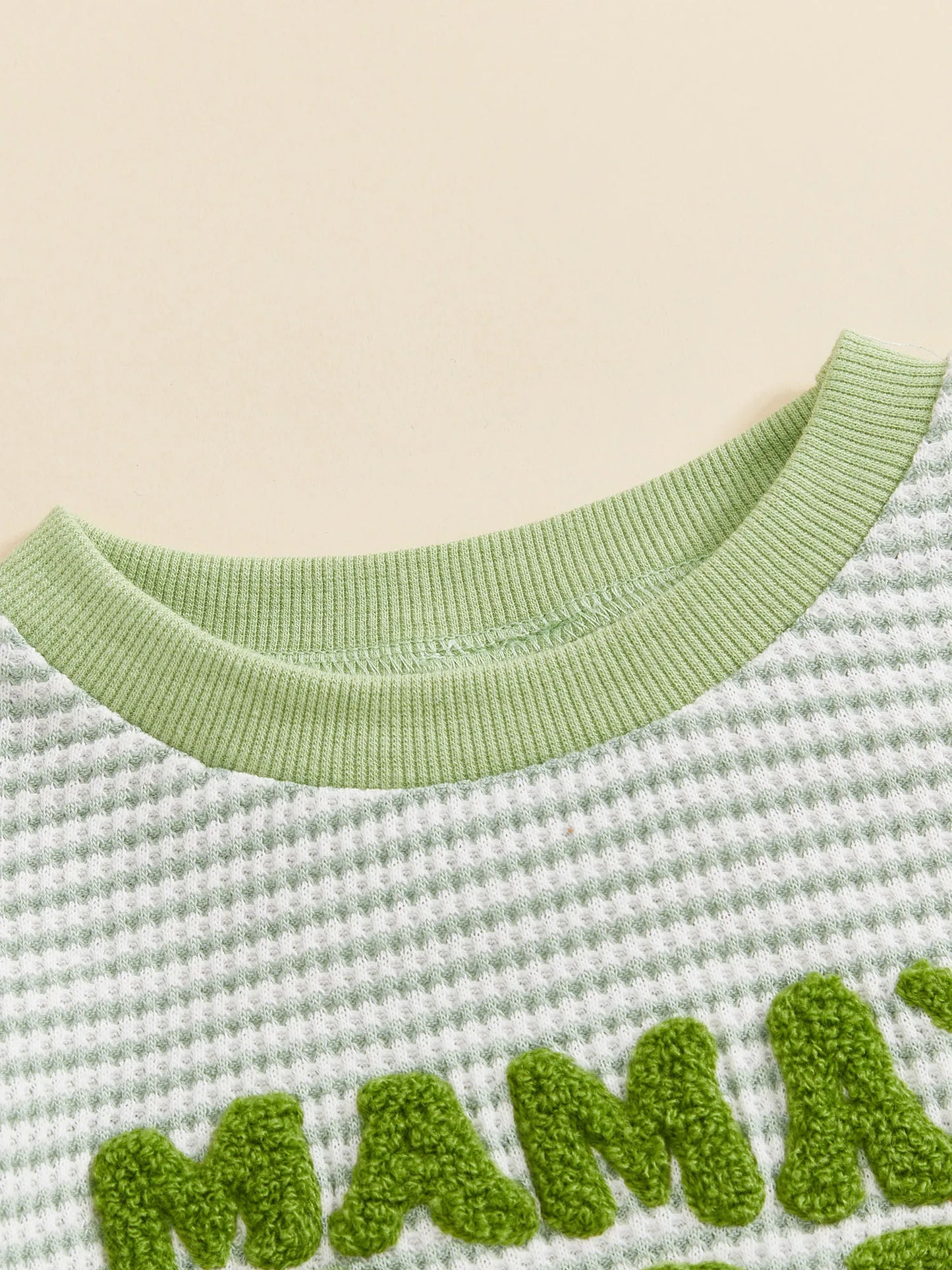 Baby Boy Romper Long Sleeve Crew Neck Striped Embroidery Mama's Boy Letters Fall Bodysuit