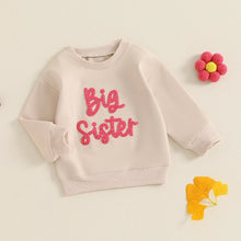 Load image into Gallery viewer, Toddler Kids Girls Big Sister Long Sleeve Crewneck Letter Embroidery Loose Fit Pullover Top
