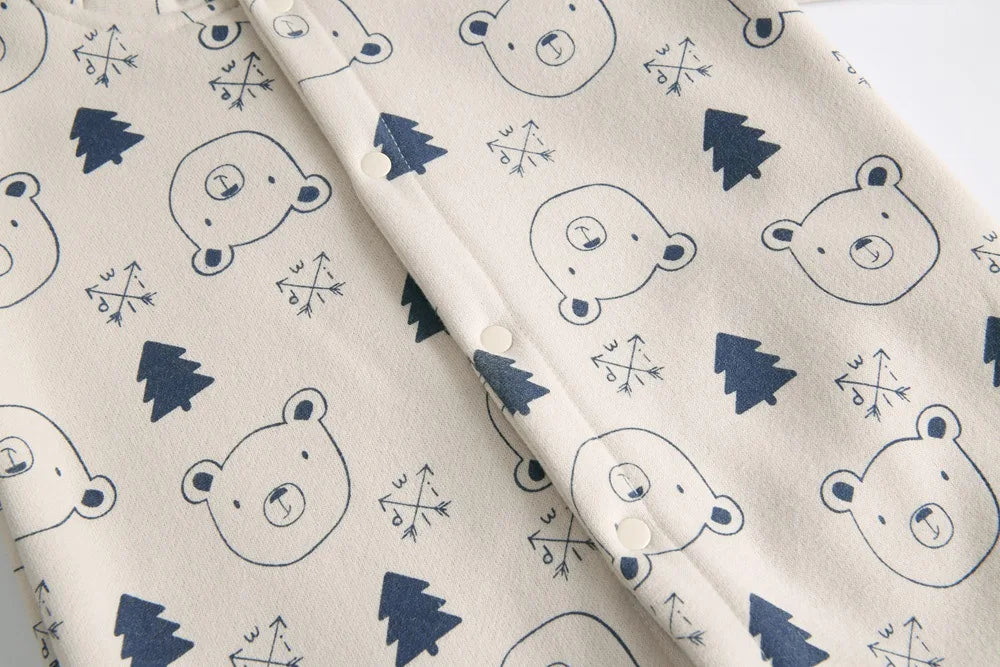 Baby Toddler Boy Girl Winter Clothes Fleece Thick Baby Romper Warm Long Sleeve Hooded Ears Jumpsuit