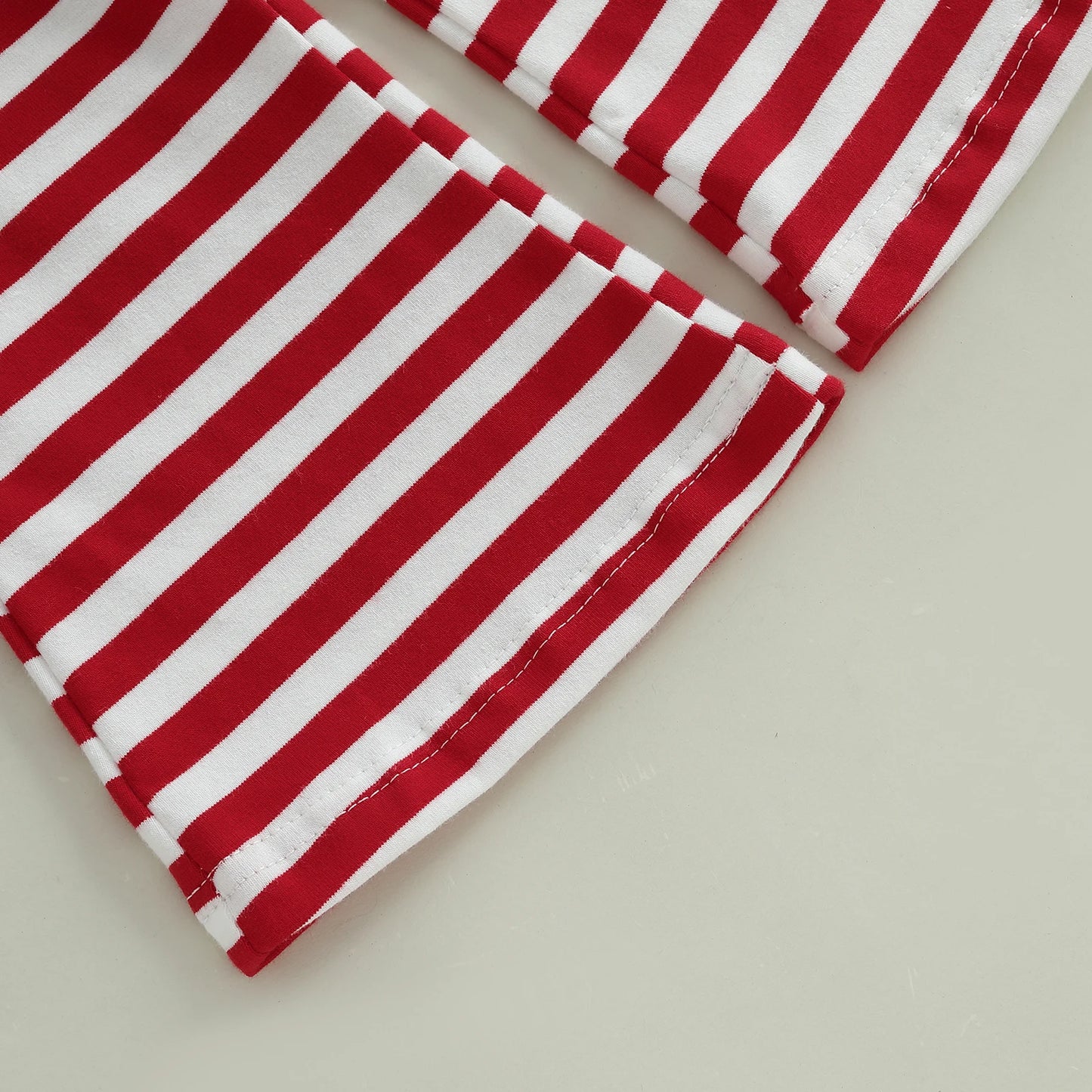 Baby Toddler Girl 2Pcs Christmas Outfit Tree Embroidery Long Sleeve Round Neck Pullover Top Stripe Flare Pants Set