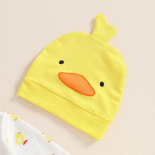 Load image into Gallery viewer, Baby Boys Girls 2Pcs Duck Outfit Long Sleeve Full Length Footed Jumpsuit Romper Duck Hat Set
