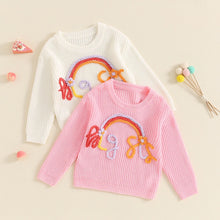 Load image into Gallery viewer, Toddler Kids Girls Big Sis Sweater Casual Rainbow Letter Embroidery Warm Knitted Long Sleeve Pullover Knitwear Top
