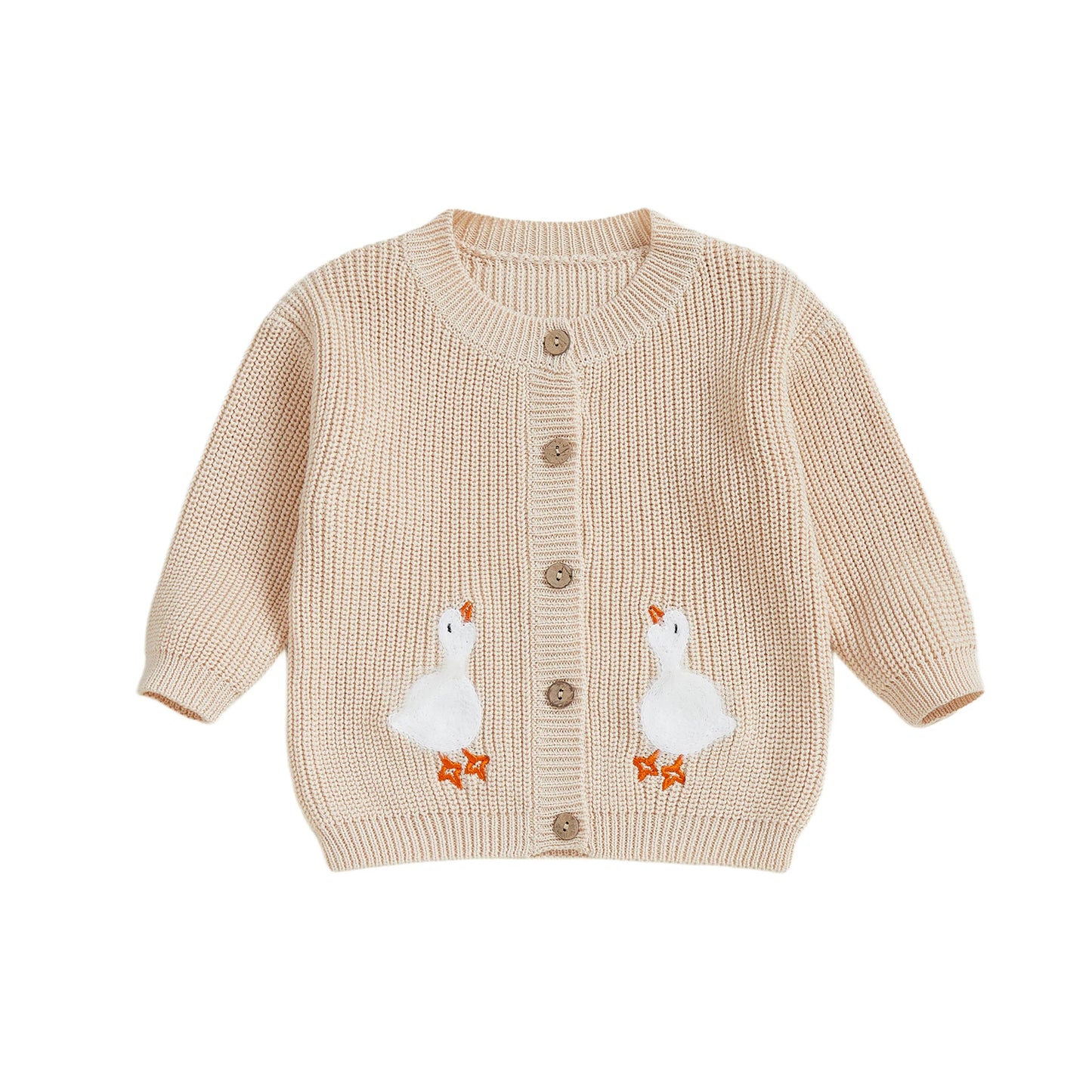 Baby Toddler Boys Girls Fall Knit Cardigan Long Sleeve Button Down Goose Embroidery Warm Winter Sweater Clothes