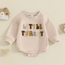 Load image into Gallery viewer, Baby Girls Boys Little Turkey Romper Long Sleeve Crew Neck Embroidery Letters Fall Bodysuit Thanksgiving Bodysuit
