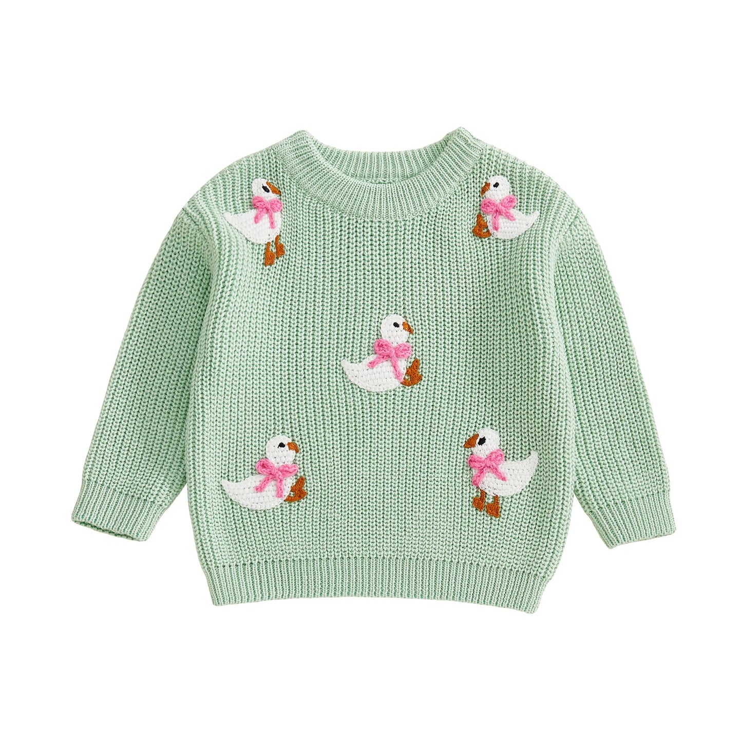 Baby Toddler Girls Sweater Long Sleeve Crew Neck Cute Duck Soft Warm Winter Sweater Clothes