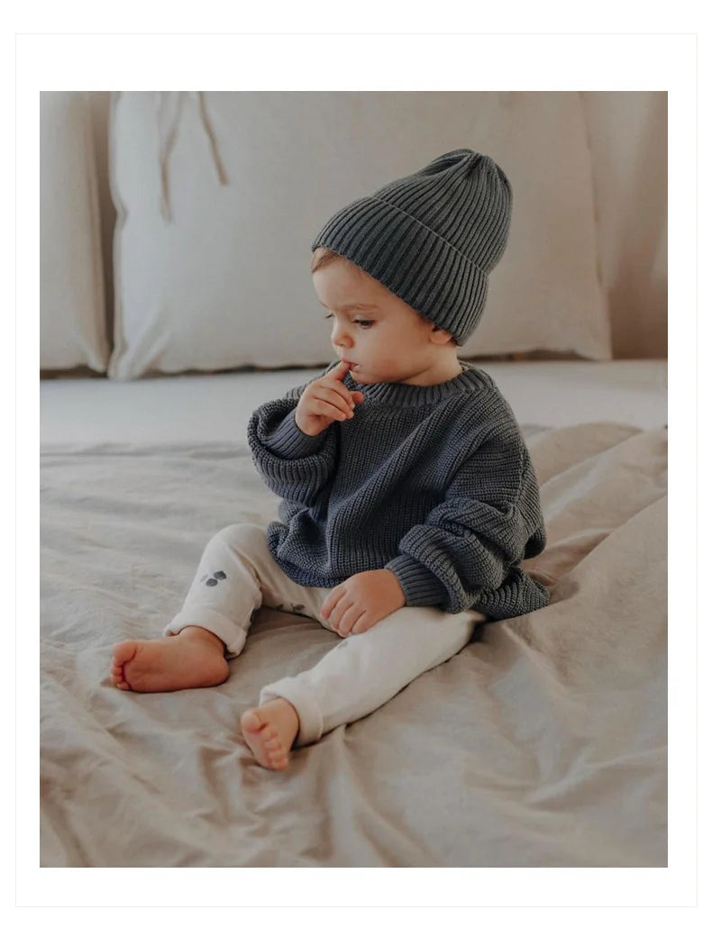 Newborn Baby Sweater Kid Boy Girl Winter Clothes Warm Thick Knit Pullover Top Infant Long Sleeve Basic Knitwear Outfit