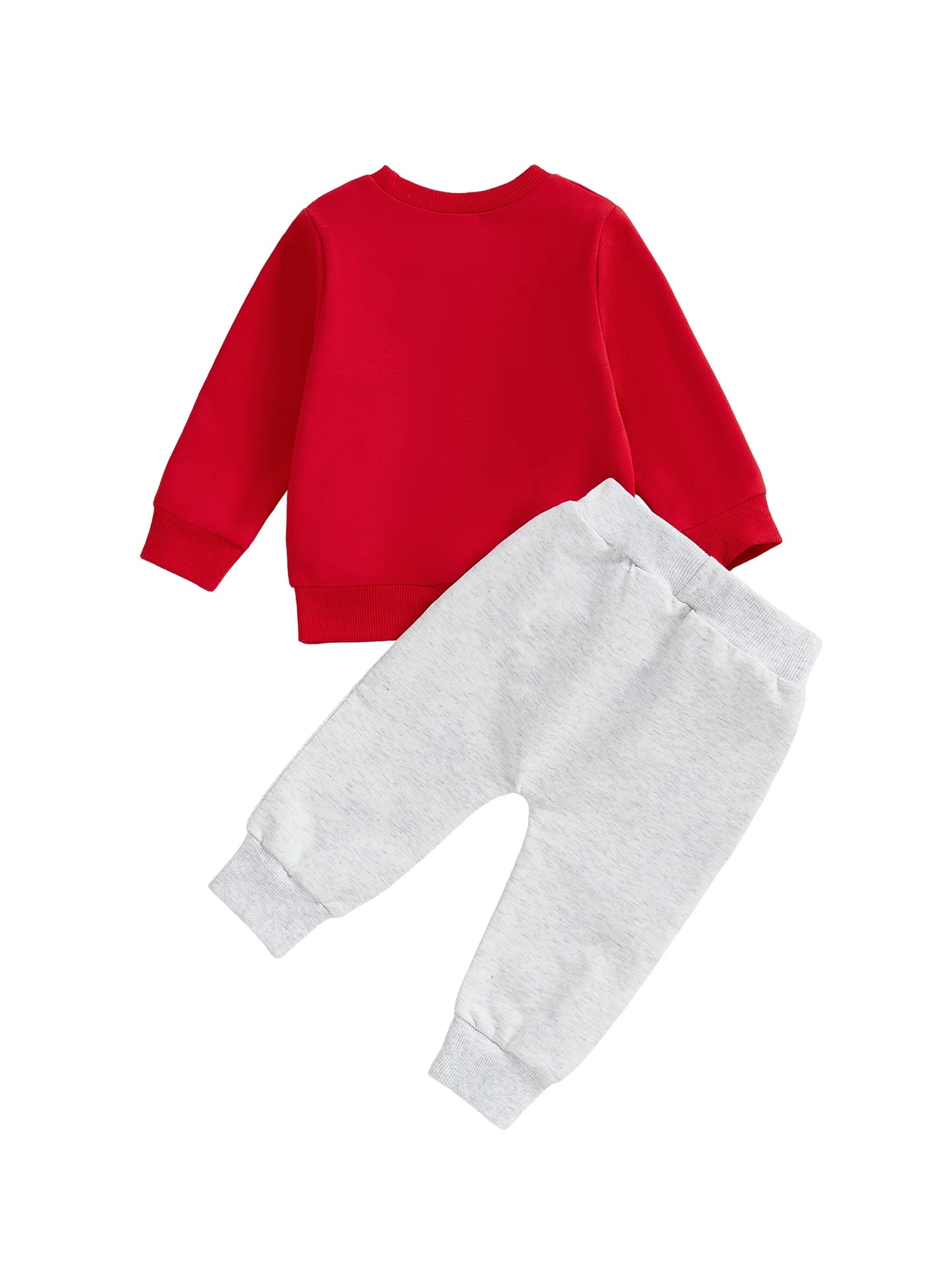 Baby Toddler Girls Boys 2Pcs Valentines Day Outfit Daddy's / Mama's Valentine Heart Letter Long Sleeve Top and Solid Joggers 2 Piece Jogger Set