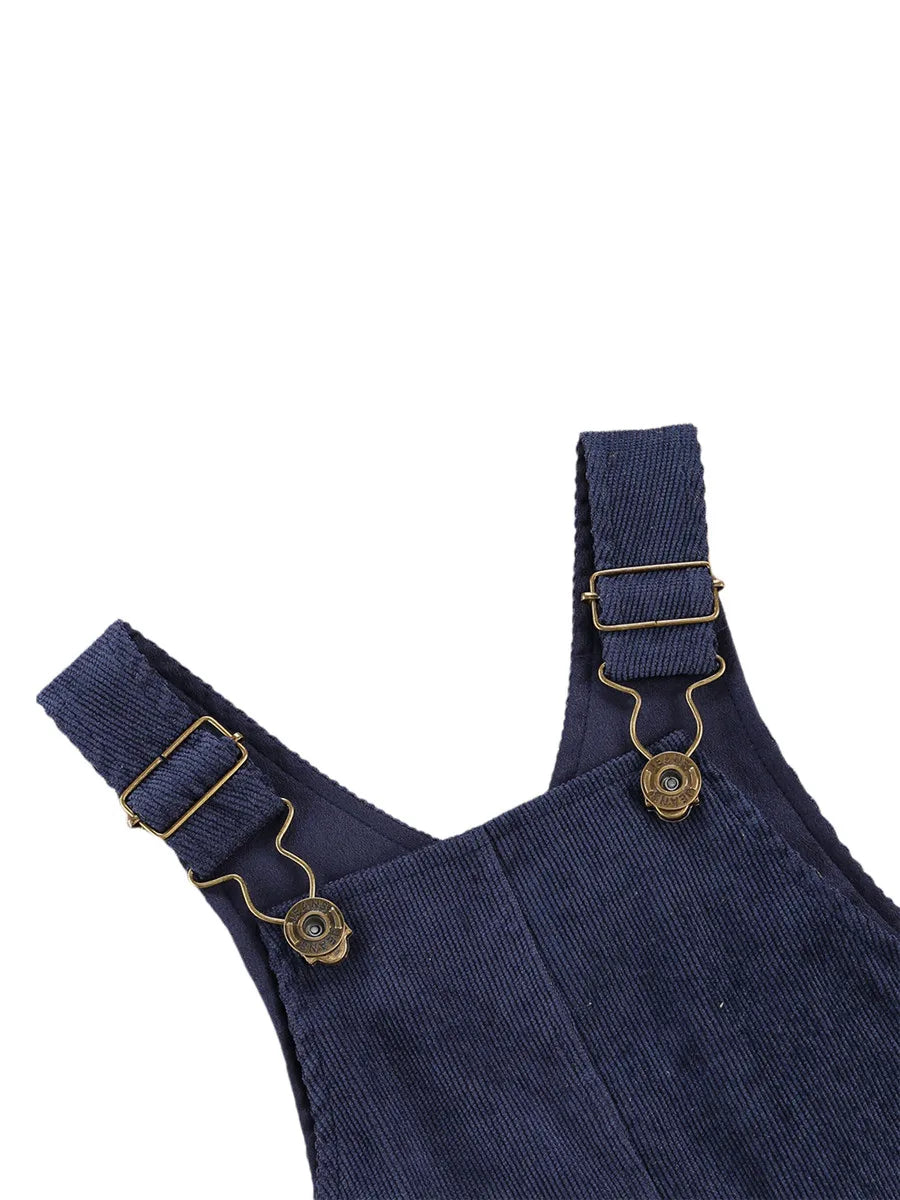 Baby Toddler Boys Girls Suspender Pants Jumpsuit With Buttons Fit Solid Color Overalls Romper