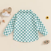 Load image into Gallery viewer, Baby Toddler Boys Girls Autumn Jacket Checkered Plaid Print Lapel Neck Long Sleeve Button Down Pockets Coat Top
