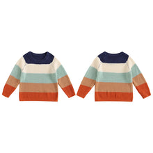 Load image into Gallery viewer, Baby Toddler Boys Girls Sweater Casual Contrast Color Stripes Warm Knitted Long Sleeve Pullover Top
