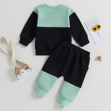 Load image into Gallery viewer, Baby Toddler Boy Girl 2Pcs Pants Set Color Block Long Sleeve Crew Neck Top and Pants Outfit
