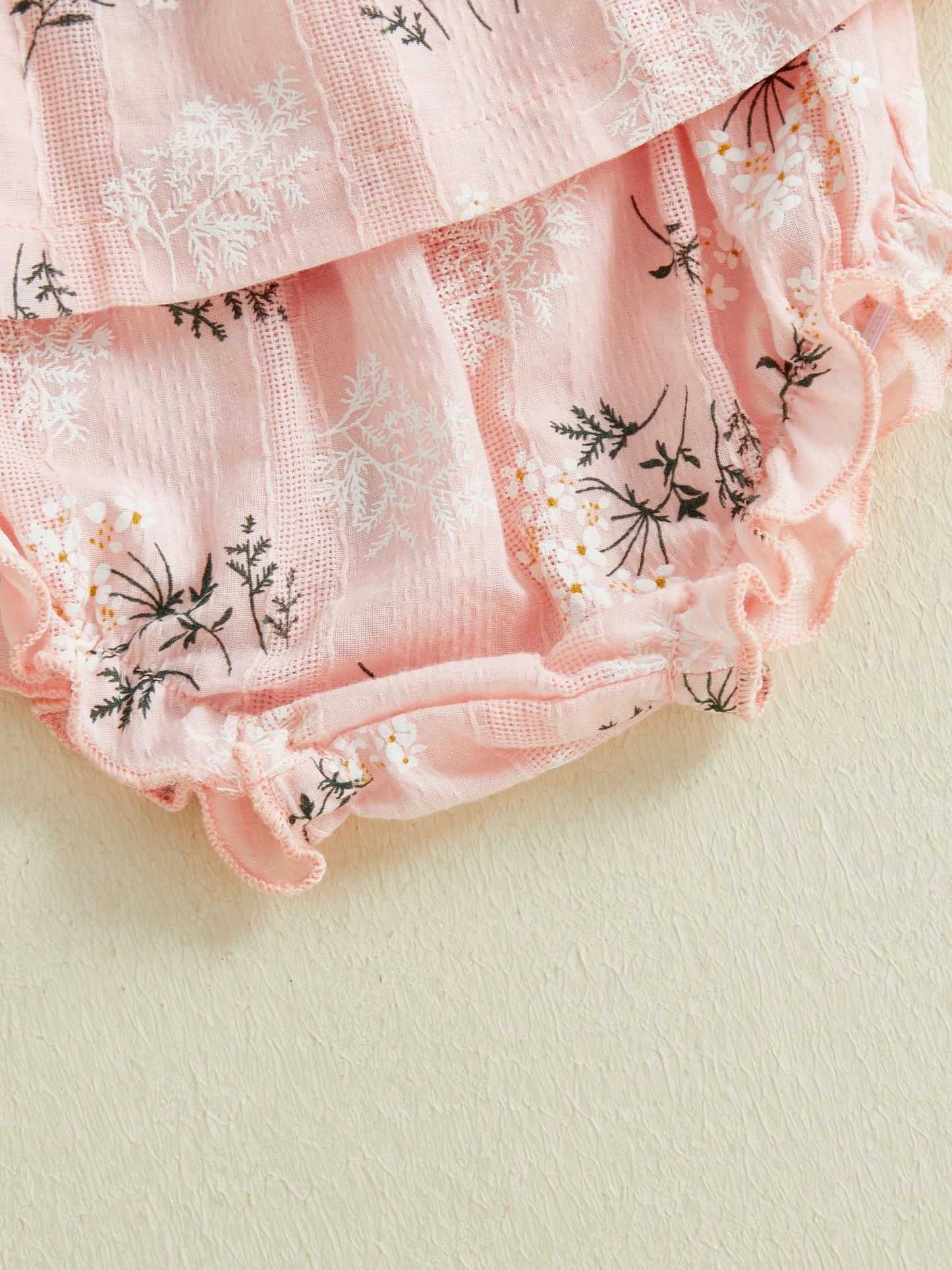 Baby Toddler Girl 2Pcs Summer Outfit Flower Flying Sleeve Ruffle Tank Top and Shorts Bloomers 2 Piece Casual Set