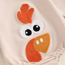 Load image into Gallery viewer, Baby Boys Girls Thanksgiving Romper Turkey Embroidery Long Sleeve Round Neck Bubble Jumpsuit
