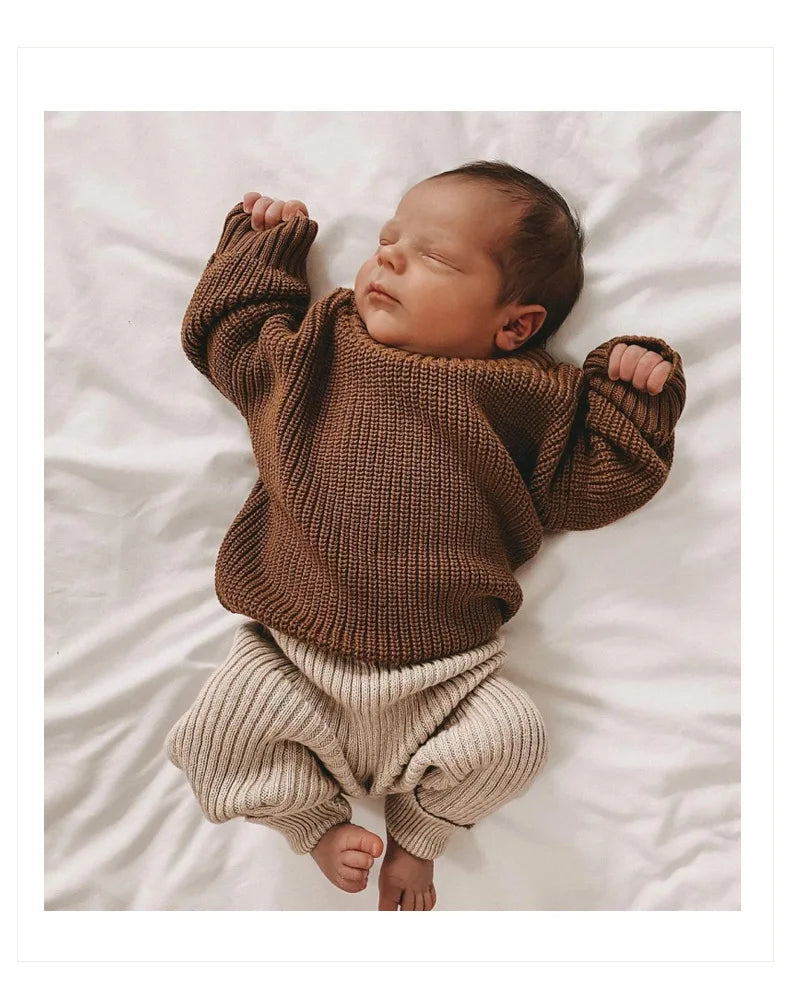 Newborn Baby Sweater Kid Boy Girl Winter Clothes Warm Thick Knit Pullover Top Infant Long Sleeve Basic Knitwear Outfit