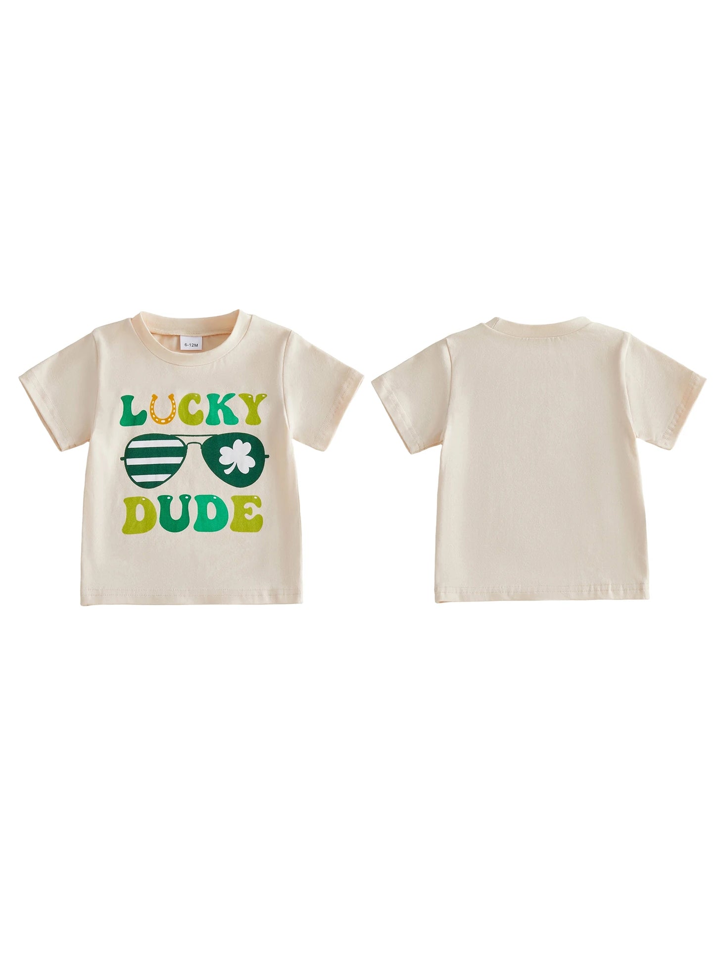 Baby Toddler Boys Summer T-Shirt Letter Shamrock Print Lucky Dude Short Sleeve Round Neck St. Patrick's Day Top