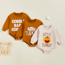 Load image into Gallery viewer, Baby Boys Girls Thanksgiving Gobble Baby / Little Turkey Bubble Romper Letter Embroidery Round Neck Long Sleeve Fall Jumpsuit
