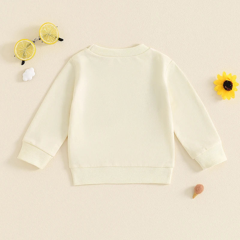 Baby Toddler Girl Auntie's Bestie Casual Letter Print Crew Neck Long Sleeve Pullover Top