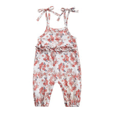 Load image into Gallery viewer, Baby Girls Jumpsuit Tie-up Spaghetti Straps Flower Print Summer Pants Romper
