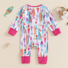 Load image into Gallery viewer, Baby Boys Girls Autumn Casual Romper Long Sleeve Crew Neck Fish Print Zipper Jumpsuit
