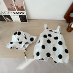 Polka Dot Romper With Bucket Hat Set