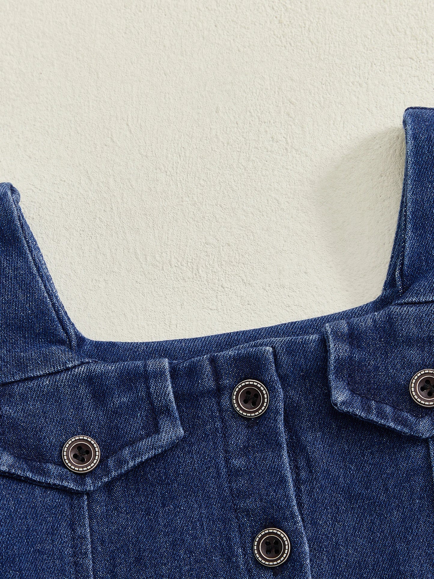 Baby Toddler Girl Denim Dress Long Puff Sleeve Button Down A-Line Dress Ruffle Dress