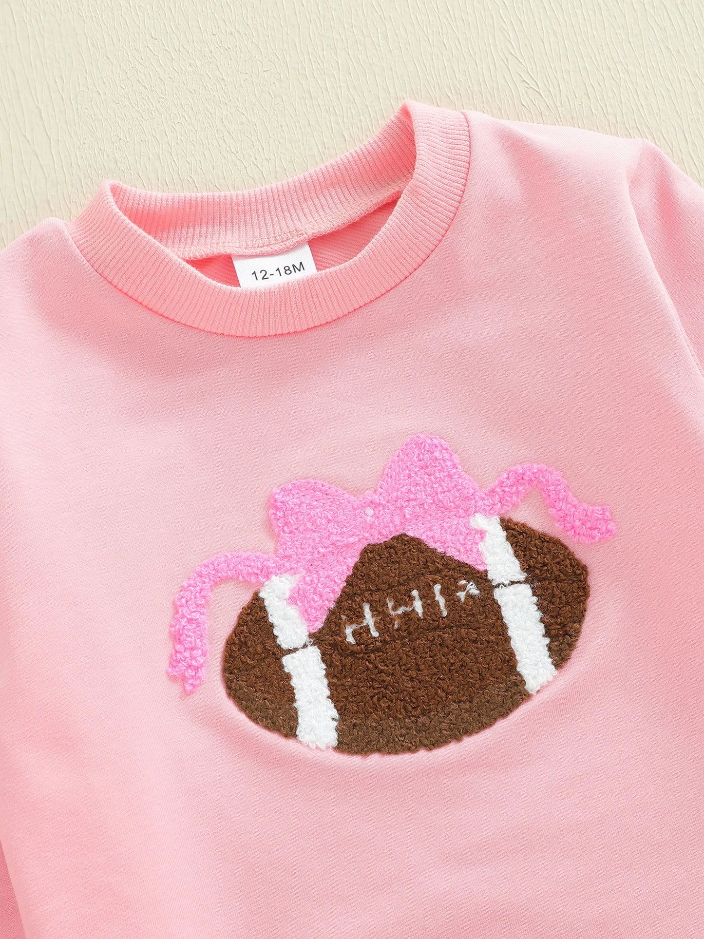 Baby Toddler Girl 2Pcs Fall Outfits Football Embroidery Long Sleeve Round Neck Top and Tutu Skirt 2Piece Set