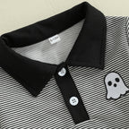 Baby Toddler Boys 2Pcs Halloween Outfit Ghost Embroidery Striped Long Sleeve Top with Pants Jogger Set