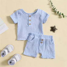 Load image into Gallery viewer, Toddler Baby Kids Boy Girl 2Pcs Clothing Short Sleeve Solid Crew Neck Top Shorts Casual Clothes
