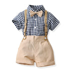 Short Sleeve Bow Tie Suspender Set