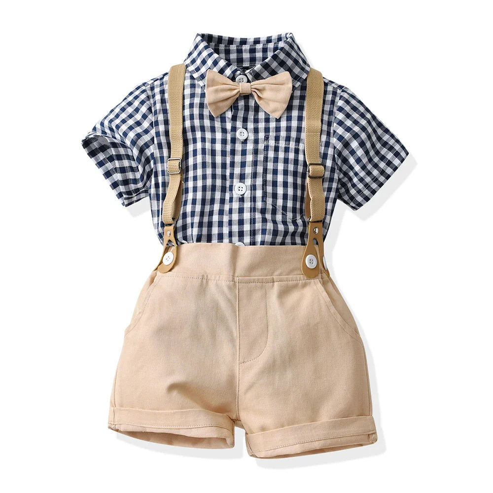 Short Sleeve Bow Tie Suspender Set