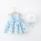 Summer Flower Girl Dress With Hat Set
